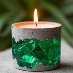 Emerald Stone Glow Candle