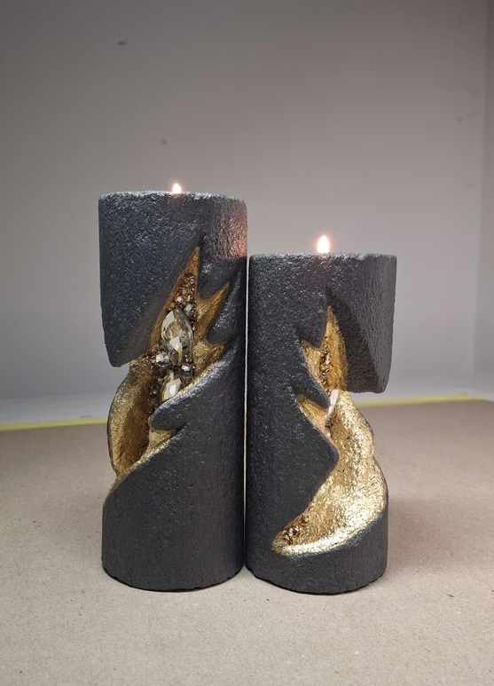 Golden Cracked Duo Candle Set