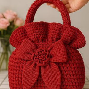 Ruby Bow Crochet Handbag
