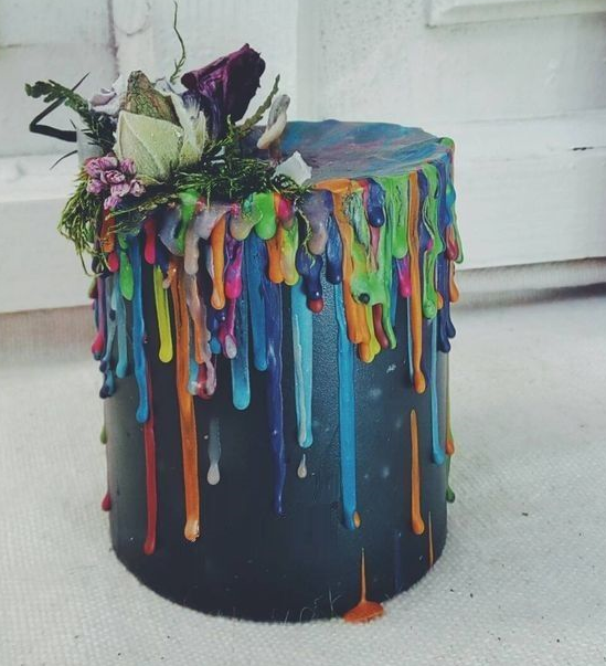 Rainbow Drip Art Candle