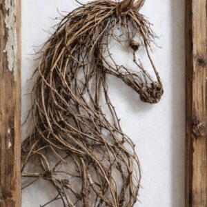 Rustic Horse Driftwood Frame Art