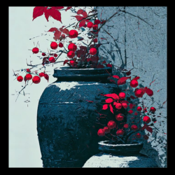 Scarlet Serenity – Floral Vase Art