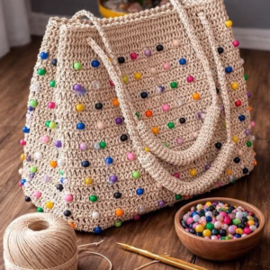 Color Pop Crochet Tote Bag