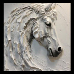 Majestic White Horse Relief Art