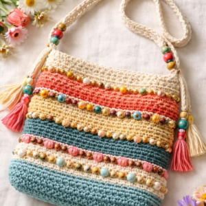 Boho Beads Crochet Sling Bag