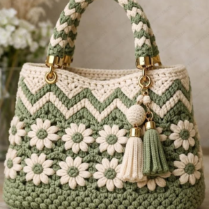 Daisy Charm Crochet Handbag